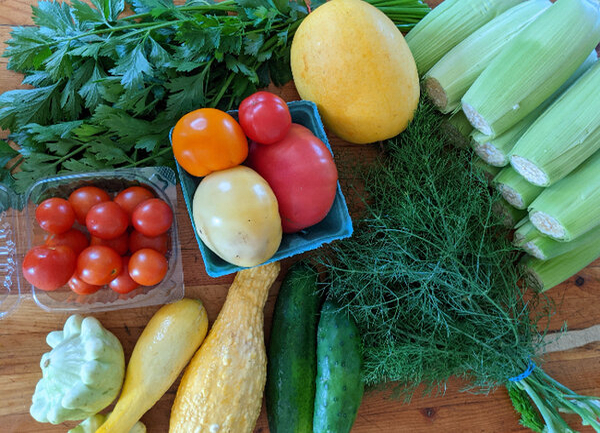Sample of the vegetables in a CSA share